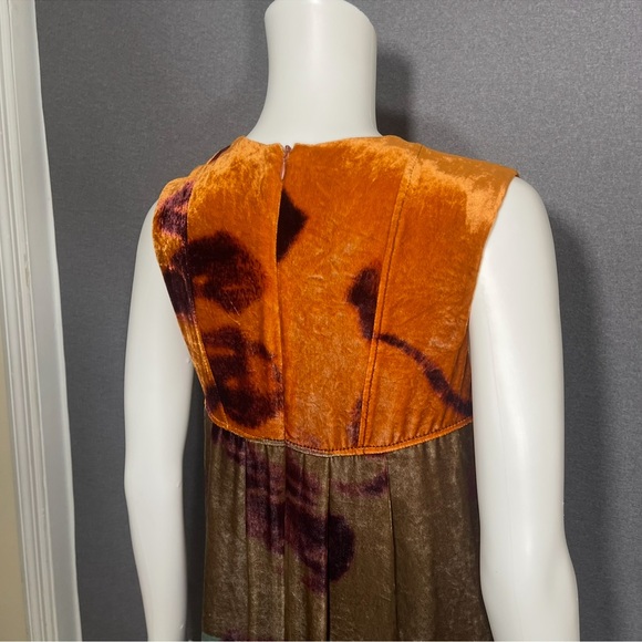 Etro Orange and Purple abstract Sleeveless velvet Mini Dress - Picture 9 of 12